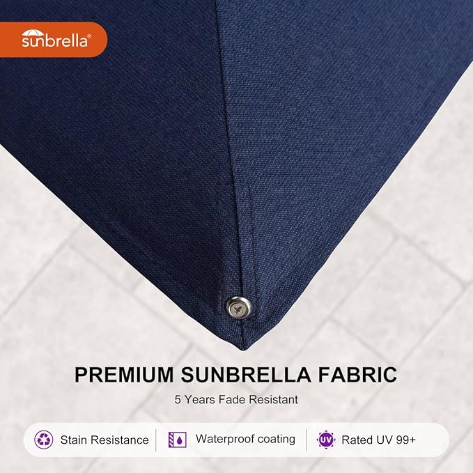 PURPLE LEAF 10ft Cantilever Outdoor Patio Umbrella Large Heavy Duty 360° Rotation Double Top Offset Rectangular Umbrellas for Backyard Deck Pool, Spectrum Indigo