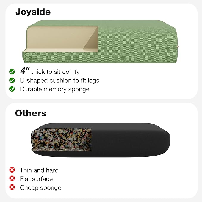 Joyside Outdoor Chair Cushions Set, 22x25/22x24 Inch Patio Furniture Deep Seat Cushions, Water Resistant & Thick Cushion, Outdoor Replacement Cushions for Seat and Sofa (Green, 4 Set)