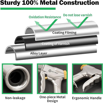 AUTOMAN Garden Nozzle Sprayer, High Pressure Spray Nozzle, 100% Metal Water Hose Nozzle, 7 Patterns Watering Nozzle, Heavy Duty Sprayer Garden Nozzle for Watering Plants & Lawns, Washing Cars & Pets