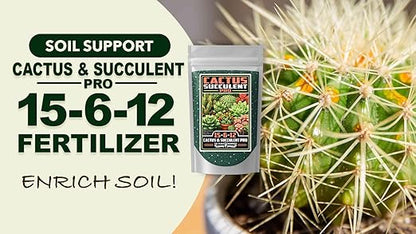 Fertilizer Commercial Grade | Cactus & Succulent Pro 15-6-12 | 1 Pound | Custom Professional Mix Blend | Low-Nitrogen Blend | 10–12 Month Controlled Release | Micronutrients for Cacti & Succulents