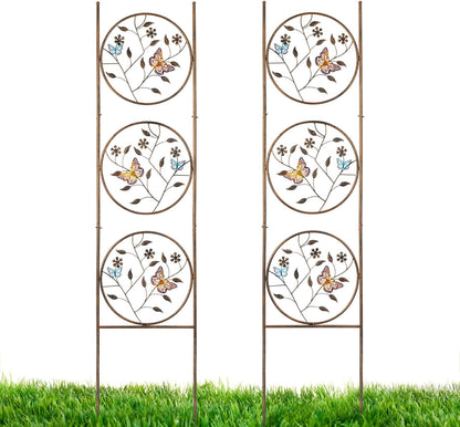 Set of 2 Butterfly Metal Garden Trellis for Climbing Plants, Decorative Vegetables Flowers Vine Trellis for Outdoor Patio 55'' H x 12.4'' W