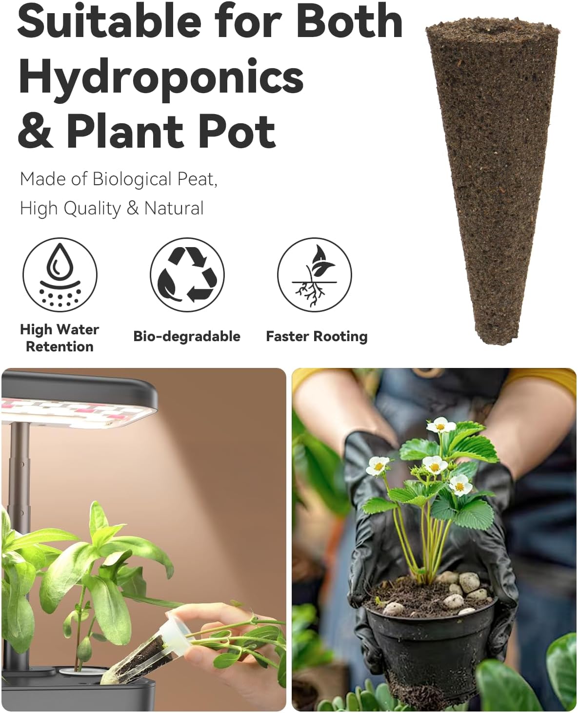 LYKOCLEAN Hydroponic Seed Pod Kit Compatible with AeroGarden, Ahopegarden, iDoo, MUFGA, 16 Pods Complete Growing Anything Garden Supply with Strawberry Seeds, Grow Sponges, Baskets, Domes, Labels