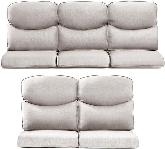 Patio Chair Cushions 5 Packs - Outside 22x24 High Back Water-Resistant Cushion with Zipper Cover for Outdoor Glider Rocking Chairs Loveseat 3-seat Couch Sofa – Beige/Crescent