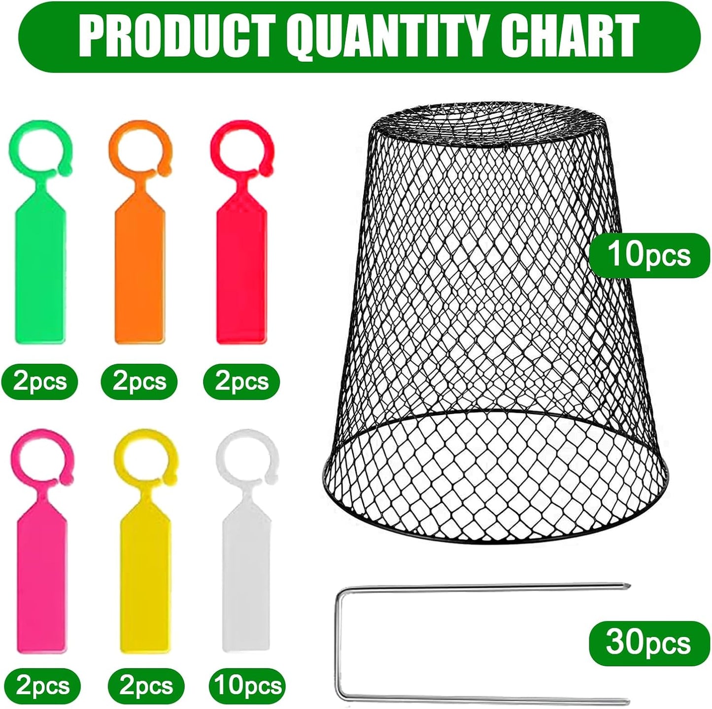 Chicken Wire Cloche Plant Covers - 20 Pack Garden Plant Cloche Metal Heavy Duty Plant Protectors from Animals for Keeping Bunnies Chicken Squirrels Birds Other Out (Black)