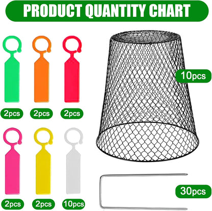 Chicken Wire Cloche Plant Covers - 20 Pack Garden Plant Cloche Metal Heavy Duty Plant Protectors from Animals for Keeping Bunnies Chicken Squirrels Birds Other Out (Black)