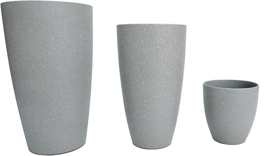 24,21,11 Inch Large Plastic Planters with Drainage Hole and Saucer - Set of 3 Tall Plant Pots Indoor Flower Pot Tall Round Planters Outdoor Large Tall Planter