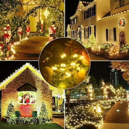 Fairy Lights Outdoor String Lights 33ft 100 LED with Memory Modes Controller, Extendable Christmas Lights Decorations for Wedding, Christmas, Party, Patio, Indoor Outdoor (Black Wire- Warm White)
