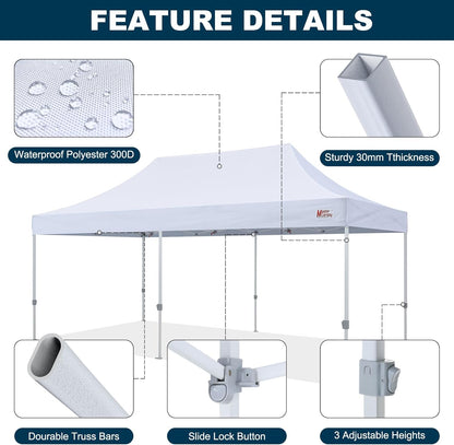 MASTERCANOPY Pop Up Canopy Tent Commercial Grade 10x20 Instant Shelter (White)
