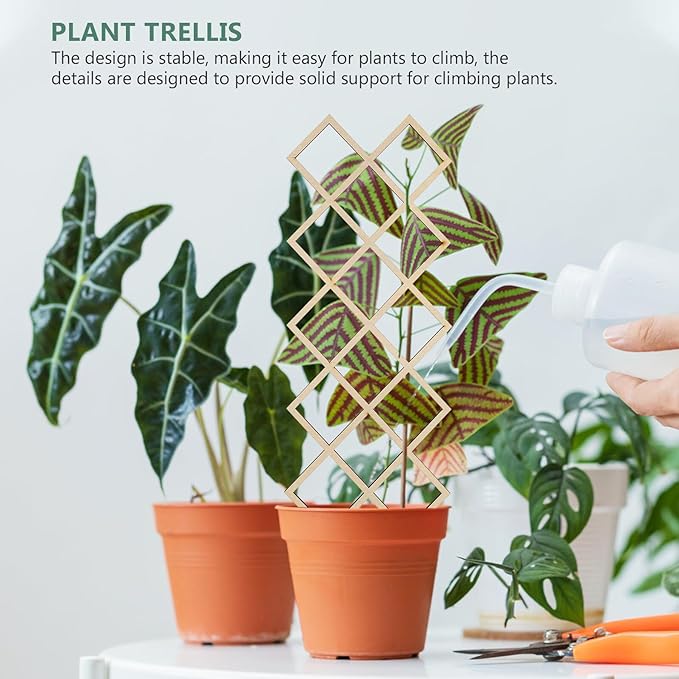 2pcs Wooden Plant Trellis for Indoor Potted Plants Stable Climbing Support Frame for Orchids and Smooth Polished Garden Trellis Cage to Protect and Shape Climbing Vines