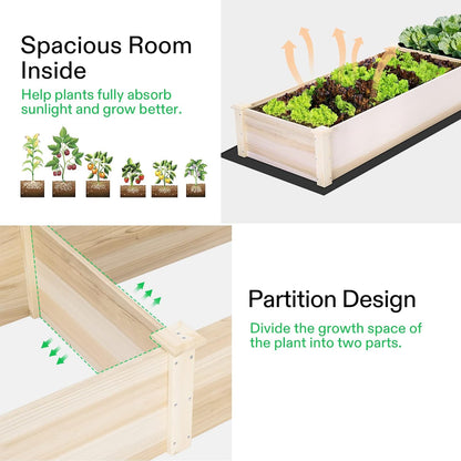 VIVOSUN Wooden Raised Garden Bed, 48 x 24 x 30 Inches, Outdoor Wood Planter Box with Gloves and a Liner, with Trellis for Vine Climbing for Garden, Patio, Balcony, Backyard and Outdoors