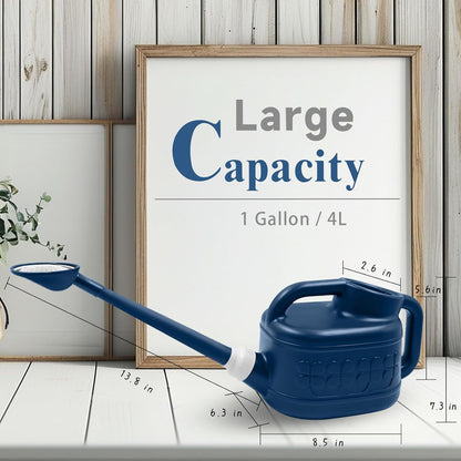 Watering Can for Indoor & Outdoor Plants, Plant Watering Can with Stainless Steel Shower Head, 1 Gallon Plastic Water Can for Garden, Flowers, Vegetable, Greenhouse (AlpineGreen)