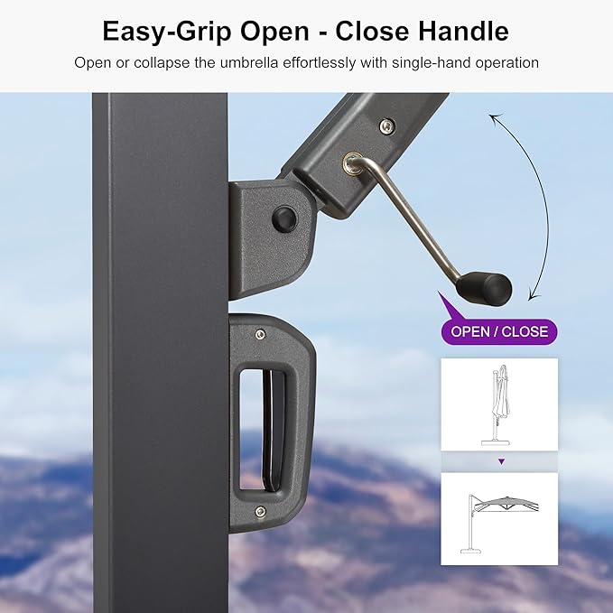 PURPLE LEAF 9' X 12' Rectangle Patio Umbrella Large Outdoor Aluminum Offset Umbrella with 360-degree Rotation Cantilever Umbrella for Garden Deck Backyard Pool, Beige