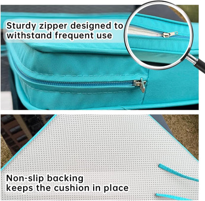 3-Pack Outdoor Patio Furniture Replacement Cushions Set–High-Elastic Sponge Cushions Fit 4-Piece Wicker Rattan Sofa, Loveseat & Chairs, 36x18x2 & 18x18x2, Waterproof, Fade-Resistant (Lake blue)