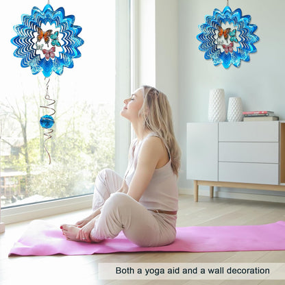 Butterfly Wind Spinner - 12inch Laser-Cut Stainless Steel Wind Spinners | 3D Kinetic Garden Decoration & Yard Art for Outdoor | Butterfly Gifts for Women, Mother, Wife, Grandma & Holidays