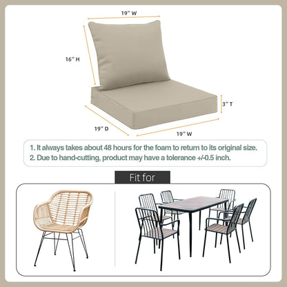 Favoyard Outdoor Seat Cushion Set 19 x 19 Inch Waterproof & Fade Resistant Patio Furniture Cushions with Removable Cover Deep Seat & Back Cushion with Handle and Adjustable Straps for Chair Sofa Couch