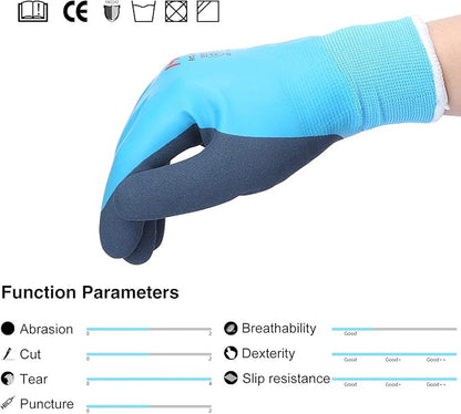 Waterproof Work Gloves for Men and Women, Hycool Thermal Insulated Freezer Rubber Coated Gloves,Super Grip L6201