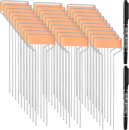 100 Pcs Metal Garden Plant Labels Weatherproof Banner Copper Plant Tags, Metal Copper Garden Markers, Reusable Height 10.5 Label Area 2.5'' x 7/8''