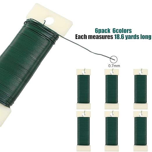Ripeng 6 Rolls 112 Yards Floral Flexible Paddle Wire for Crafts Christmas Wreaths Tree 22 Gauge Floral Bind Wire Garland and Flower Arrangements DIY Craft(Green)
