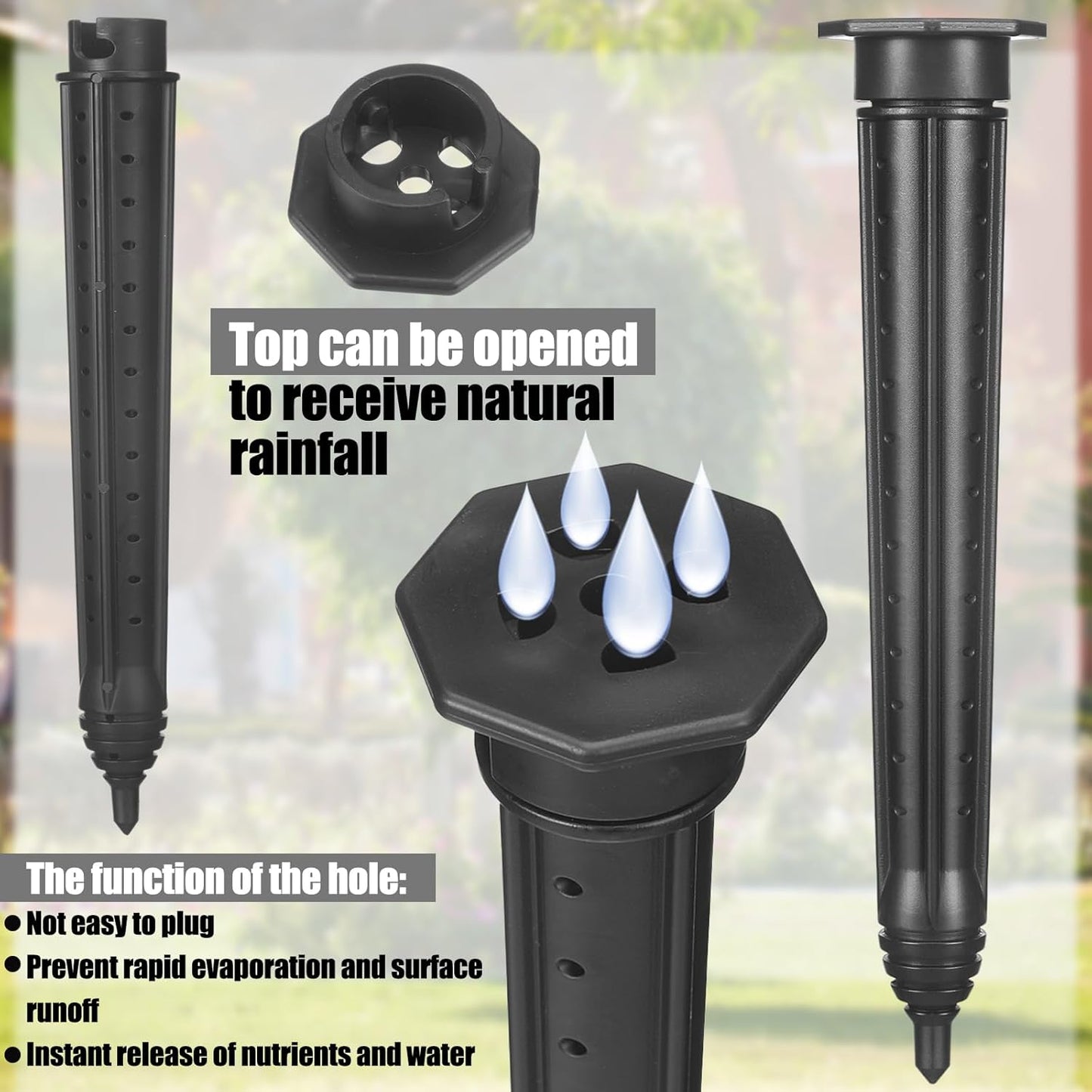 4 Pack Garden Watering Stake Large UV-Protected ABS Plastic Deep Root Irrigation Spike for Trees, Shrubs, Bushes, Shrubs, Flowers, Fruits, Vegetables, Potted Plants (14 Inch)