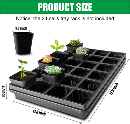 5 Pack Nursery Potting Tray, Carrying and Holding Plant Tray for Seeds Starting Pot, Collecting Drainage Water(Black)
