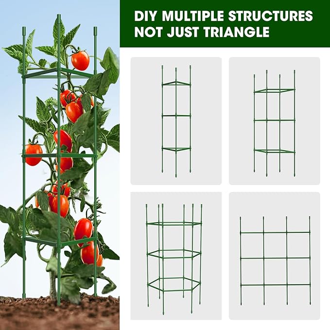 3 Pack Tomato Cages for Garden,Up to 51.2Inch Tomato Cage Trellis-Upgraded Hexagon Connector,Heavy Duty Adjustable Tomato Stake Support for Raised Garden Bed