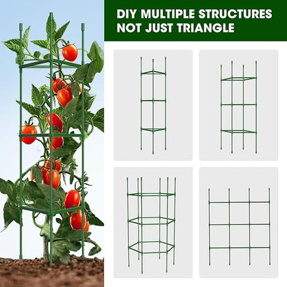 3 Pack Tomato Cages for Garden,Up to 51.2Inch Tomato Cage Trellis-Upgraded Hexagon Connector,Heavy Duty Adjustable Tomato Stake Support for Raised Garden Bed
