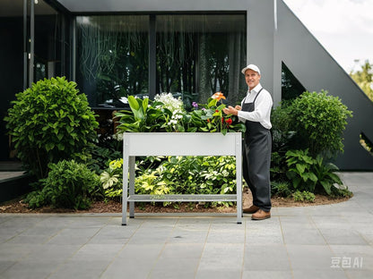 Metal Raised Garden Bed,Raised Planter Box with Legs,Herbs and Vegetables Planter Suitable for Outdoor Patio Deck and Porch (Gray)