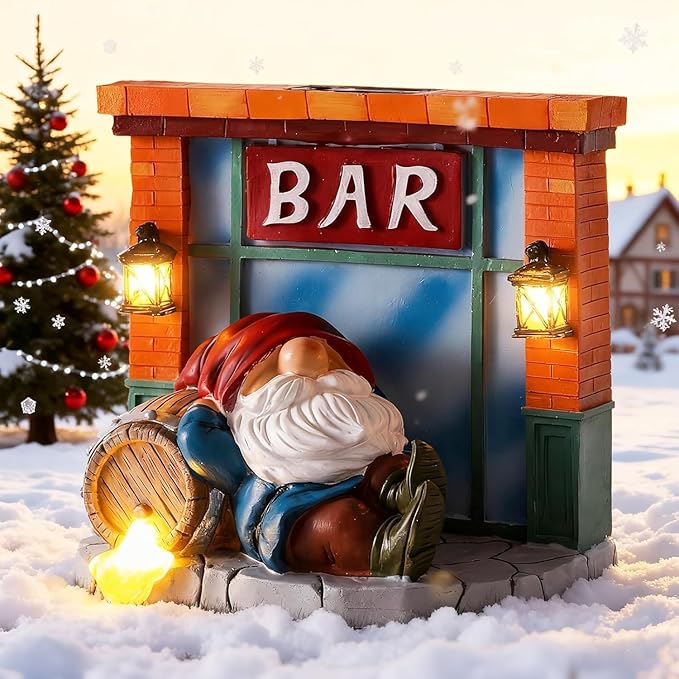 WINTS Garden Gnomes Solar Lights,Solar Gnomes Outdoor,Funny Garden Gnomes Decoration for Lawn,Balcony,Yard,Patio Gnome for Mom,Men