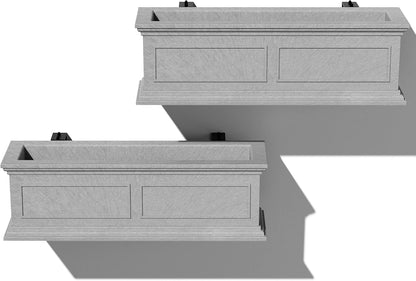 Veradek Brixton Series Plastic Railing Planter - Rectangular Planter for Outdoor Deck/Balcony | Crack-Resistant with Adjustable Rail Attachment | Classic Estate Design for Herbs, Succulents, Flowers