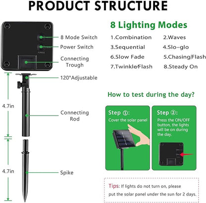 6 Pack Solar Chrismas Lights Outdoor, 285 FT Total 720 LED Solar String Lights for Outside with 8 Modes & Memory Function, Waterproof Twinkle Light for Xmas Tree Yard Party Decorations (Warm White)