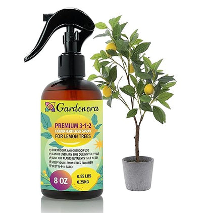 Gardenera Proffesional Lemon Tree Spray Fertilizer Mist for Home Gardening | 3-1-2 Gentle Blend Mist for Healthy Leaves & Growth | Essential Nutrients for Lemon Trees - 8oz