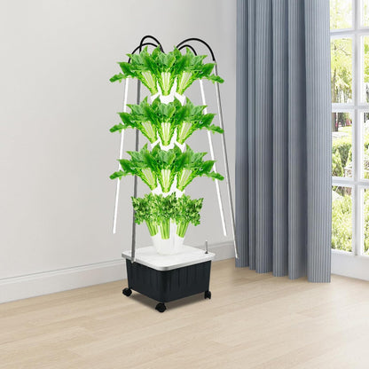 Hydroponics Growing System with LED Grow Lights, 40-Plants Indoor Vertical Hydroponic Tower, Vertical Garden Planter with Wheels, Hydroponic Germination Kit for Fruits, Vegetables, Herbs
