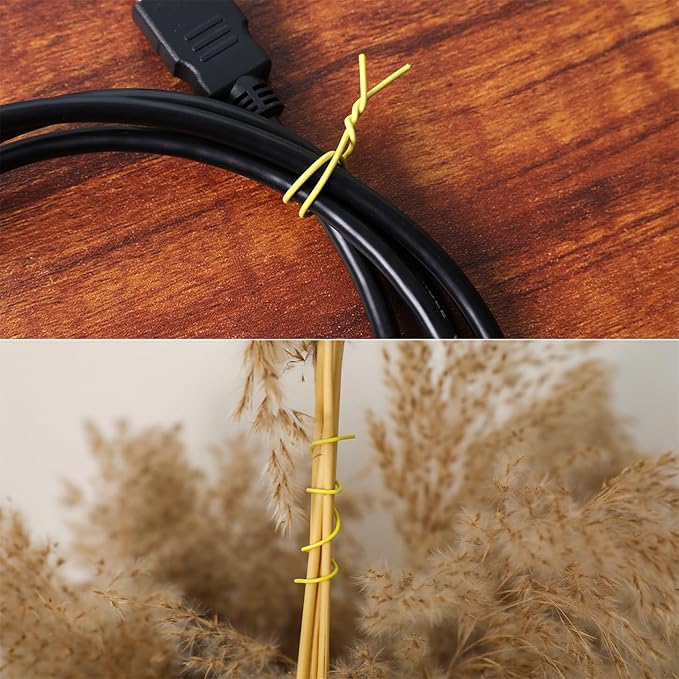 Tangyinrd 200 Pcs 6 inch Garden Twist Tie, Round Plastic Twist Ties for Plants, Vines and Wrapping Cords or Christmas Tree Gardening Plants Growth and Care, Office Home Cable Organization (Yellow)