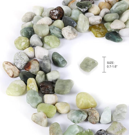 5lbs Natural River Rocks, Polished Pebbles for Plants Garden, 1-2 inch Decorative Jade Stones, Ideal for Fish Tank, Vases, Crafting, Home Decor and Garden Landscaping Rocks,Jade