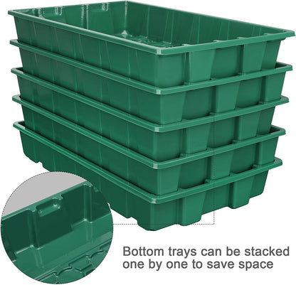 MIXC Seedling Trays Seed Starter Tray, 5-Pack Mini Propagator Plant Greenhouse Grow Kit with Humidity Vented Domes and Base for Seeds' Starting (40 Cells Per Tray, Total 200 Cells), Green