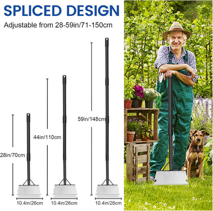 Garden Cleaning Shovel, Floor Scraper, Ice Scraper, 59 Inch Adjustable Heavy Duty Snow Scraper Long Handle, Garden Flat Shovel for Lawn Edging Weeding Digging Snow Removal and Ice Scraping, Sliver
