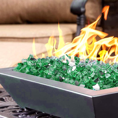 Mr. Fireglass 10 Pounds Fire Glass - 1/2 Inch High Luster Reflective Tempered Glass Rocks for Fireplace Fire Pit Table and Landscaping, Light Green