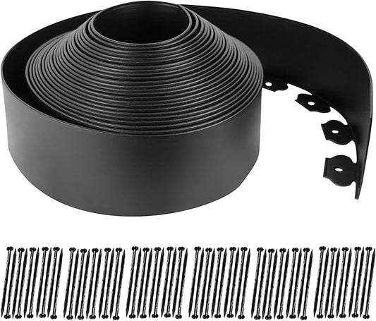 Hugeleaf 4.5 Inch Tall Landscape Edging 60 Feet Garden Edging with 60 Spikes, Plastic Landscape Border Edging for Landscaping Lawn, Flower Beds(Black)