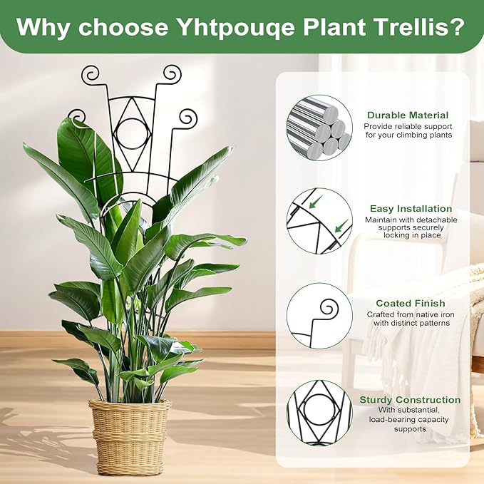 Indoor Plant Trellis for Climbing Plants 2 Pack Small Garden Metal Support for Potted Plants Flowers Houseplants for Outdoor