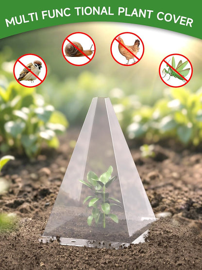 40 Pack Garden Cloches for Plants - Clear Reusable Plastic Seedling Covers with 80 Metal Stakes - Mini Greenhouse Plant Bell Covers for Frost, Sun, Pests Protection(7.8" x 11")
