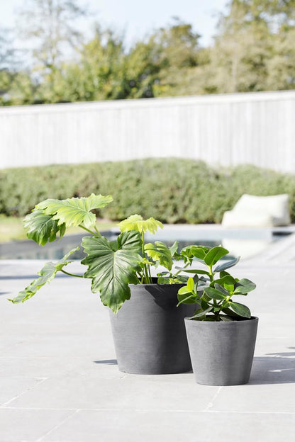 Ecopots Amsterdam Durable Modern Round Indoor/Outdoor Recycled-Based Composite Flower Pot Planter, Grey, 12"