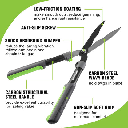 WORKPRO Garden Hedge Shears, 23" Manual Hedge Clippers, Professional Bush Cutter, Gardening Pruners Scissors, Hedge Trimmers, Shears Gardening Tools for Pruning Borders & Shrubs