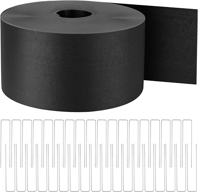 Kalolary Garden Landscape Edging, 5 inch x 60FT Garden Border Edging, Plastic Flower Bed Edging Borders Flexible Bender Border with 36 U Spikes for Lawn, Garden, Yard