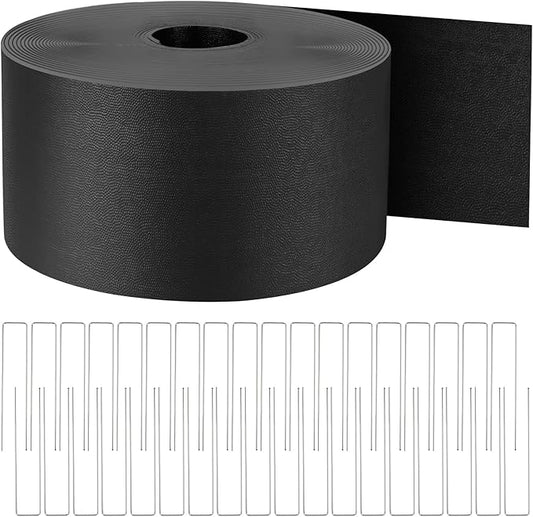 Kalolary Garden Landscape Edging, 5 inch x 60FT Garden Border Edging, Plastic Flower Bed Edging Borders Flexible Bender Border with 36 U Spikes for Lawn, Garden, Yard