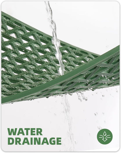 Color&Geometry Door Mat Outside Entrance with Drainage, Rubber Heavy Duty Dirt Trapper Waterproof Outdoor Welcome Mat, Outdoor Mats All Weather for Front Back Door Patio Entryway Entry,19"X30" Green