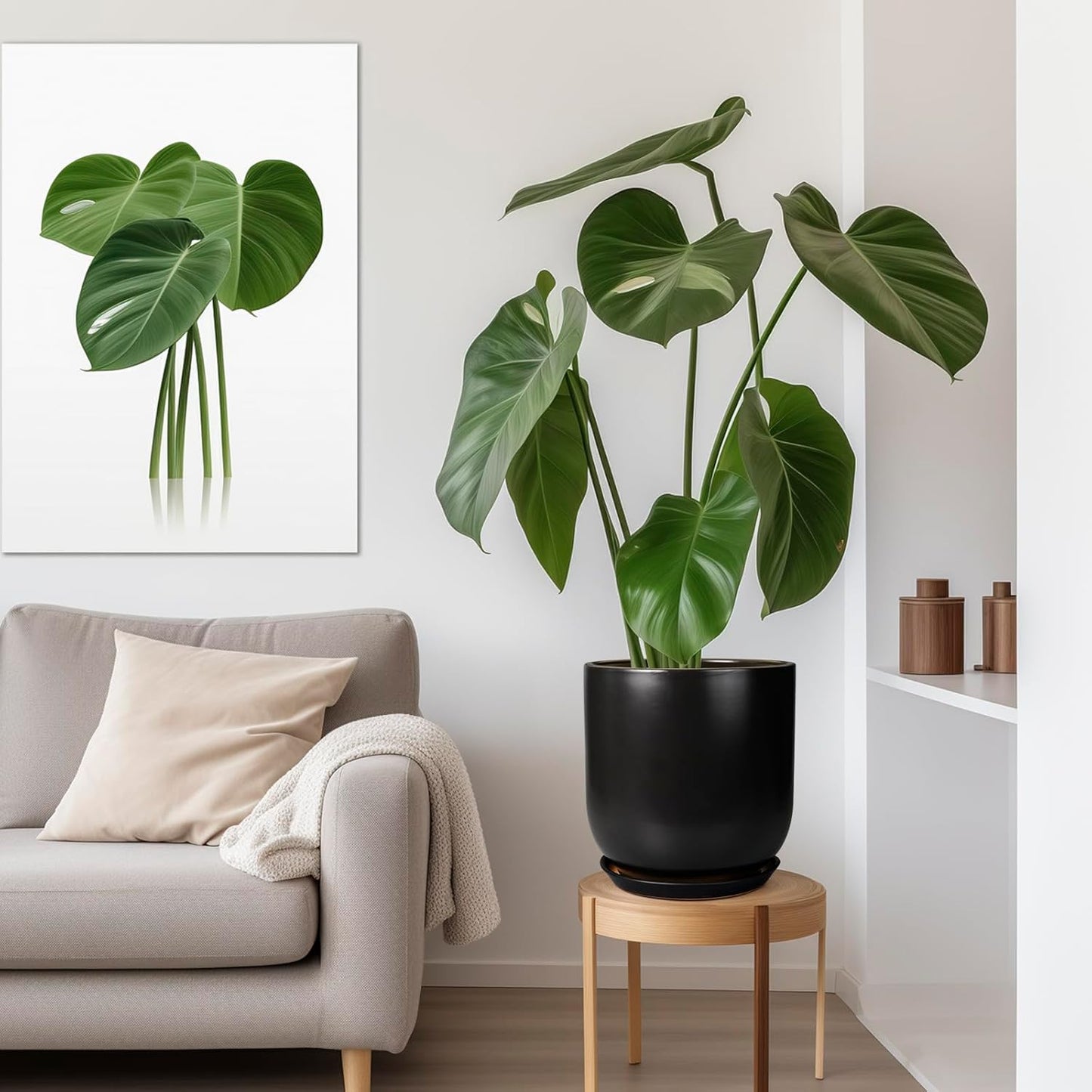 Ceramic Planter Pot - 12 Inch Large Plant Pot with Drainage Hole and Saucer Modern Flower Pot for Indoor Outdoor Plants Home Garden Decor Black