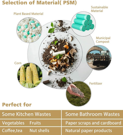 AYOTEE Compostable Trash Bags 4 Gallon Drawstring Trash Bags,100 Counts Ultra Strong Unscented Garbage Bag Small TrashBags Waste Basket Liners for Bathroom, Kitchen, Car, Pet