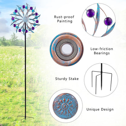 Wind Spinners Outdoor, 59" H*13" W Metal Windmill for Yard Patio Decorations, Kinetic Wind Sculpture Dual Direction for Lawn Ornaments