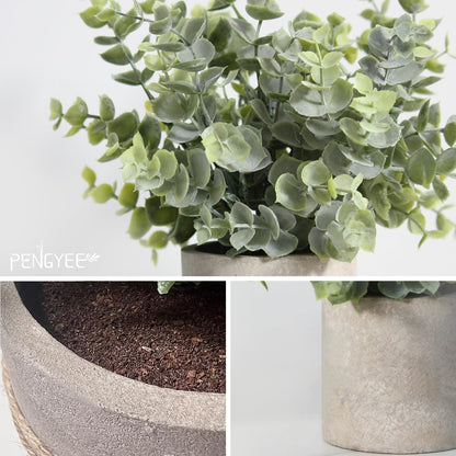 3 Pack Small Fake Plants, Artificial Agave Plants Potted for Home Decor, Faux Eucalyptus Plant Indoor for Bathroom Bedroom Kitchen Office Farmhouse Shelf Greenery Decor