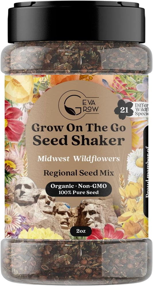 Regional Wildflower Seed Mix by GevaGrow (Midwest Wildflowers, Mini Shaker)